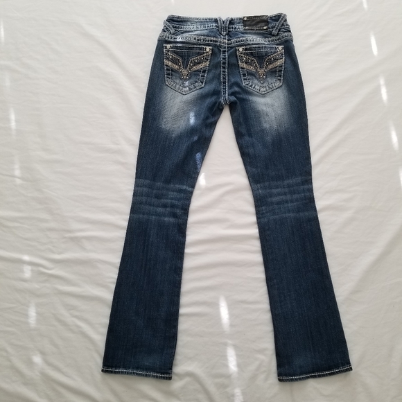 Vigoss Women Jeans Chelsea Slim Boot Embroidery Pockets Size 1/2 - Picture 2 of 16